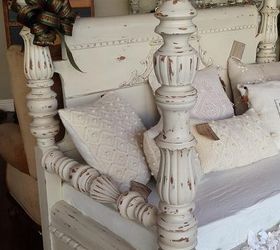 waterfall headboard and footboard repurposed into a bench, painted furniture, shabby chic