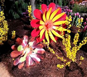 large flower sculptures for the garden, repurposing upcycling, These are very very big flowers