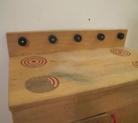 before amp after the makeover of a wooden play kitchen, chalk paint, diy, how to, painted furniture, YUCK That s all I can say LOL