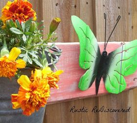 boards buckets and butterflies spring wall flower hangers, flowers, gardening, Closer picture