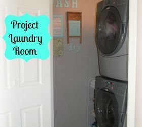 laundry room, cleaning tips, laundry rooms, shelving ideas, storage ideas, Stacked washer dryer gave me much needed space in a small room