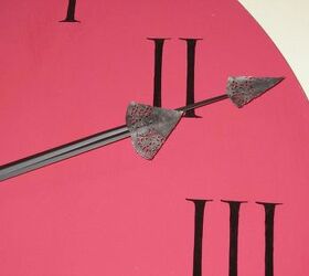round table upcycled to a wall clock, repurposing upcycling, woodworking projects, The lace detail is made of a cake doily painted with latex paint to keep it firm and taped on the hands with scotch tape from the back