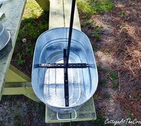 topsy turvy galvanized bucket planter, crafts, gardening, We used a purchased rod system but I can t recommend it It s best to use a metal conduit pipe