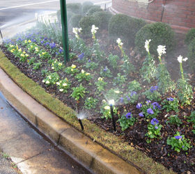 we noticed a large amount of water running down the street gutter while working at a, gardening, landscape, Improper irrigation Count the number of heads