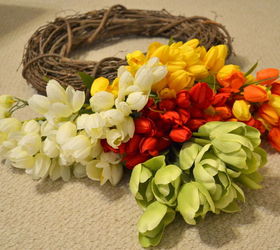 spring tulip wreath, crafts, easter decorations, seasonal holiday decor, wreaths