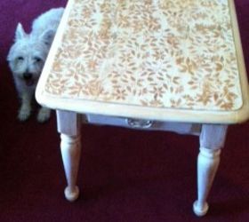 painted table donated for a fundraiser, chalk paint, painted furniture, Dog not included But after he pulled a Houdini and escaped from the yard today I may have second thoughts Found him about 8 houses away at the corner going to the bathroom in his favorite spot He was on a mission