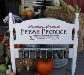 painted headboard sign with planters, container gardening, diy, gardening, outdoor furniture, repurposing upcycling