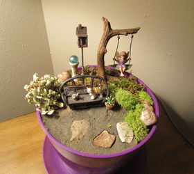 how to make a fairy garden patio, container gardening, crafts, gardening, repurposing upcycling