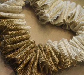 gold dipped burlap valentine s wreath with mini bunting, crafts, seasonal holiday decor, valentines day ideas, wreaths