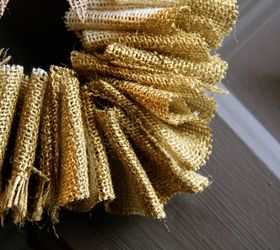 gold dipped burlap valentine s wreath with mini bunting, crafts, seasonal holiday decor, valentines day ideas, wreaths