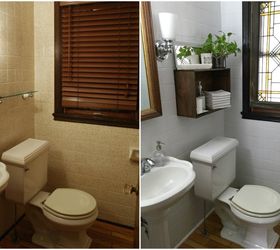 updating the powder room with painted tile, bathroom ideas, diy, tiling, wall decor