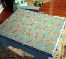 herringbone end table makeover, chalk paint, painted furniture