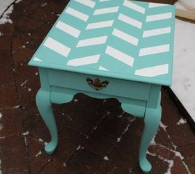 herringbone end table makeover, chalk paint, painted furniture