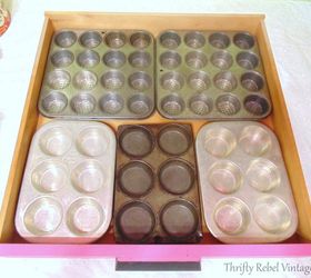 repurposed muffin pan drawer organizers, craft rooms, organizing, repurposing upcycling, storage ideas
