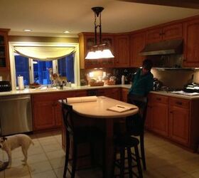 antointette s kitchen cabinet transformation with glazing, kitchen cabinets, kitchen design, kitchen island, painting, BEFORE THE ENTIRE KITCHEN HAS OAK CABINETS