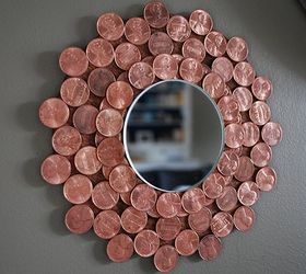 penny starburst mirror, crafts, repurposing upcycling, wall decor