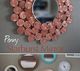penny starburst mirror, crafts, repurposing upcycling, wall decor