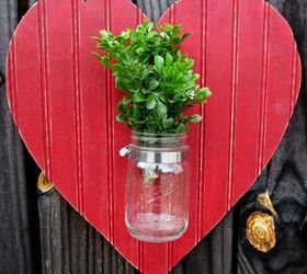 heart shaped mason jar valentines door hanger valentinesday, crafts, seasonal holiday decor, valentines day ideas