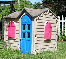 quick and easy playhouse makeover, outdoor furniture, outdoor living, painted furniture