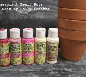 painted fingerprint heart pots, container gardening, crafts, gardening, seasonal holiday decor, valentines day ideas