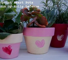 painted fingerprint heart pots, container gardening, crafts, gardening, seasonal holiday decor, valentines day ideas