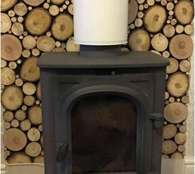 log feature wall by maria evans, how to, wall decor, woodworking projects