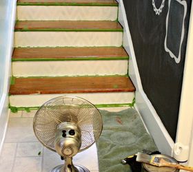 diy chevron painted stairs, painting, stairs
