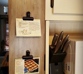 diy recipe holder with hinges, diy, kitchen cabinets, kitchen design