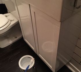 faux finishing a laminate sink cabinet, bathroom ideas, painted furniture