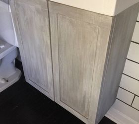 faux finishing a laminate sink cabinet, bathroom ideas, painted furniture