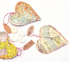 upcycle old maps into personalised heart treat bags for valentines, crafts, repurposing upcycling, seasonal holiday decor, valentines day ideas