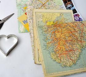upcycle old maps into personalised heart treat bags for valentines, crafts, repurposing upcycling, seasonal holiday decor, valentines day ideas