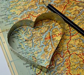 upcycle old maps into personalised heart treat bags for valentines, crafts, repurposing upcycling, seasonal holiday decor, valentines day ideas