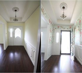 wallpapered entryway makeover, foyer, wall decor