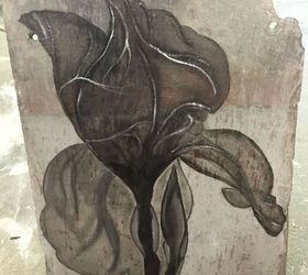 x rays and stain how do they come together, crafts, wall decor, Iris x ray stain art on repurposed slate tile