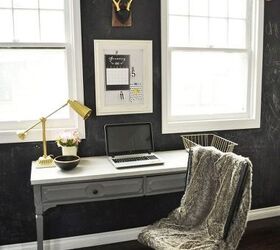 kitchen office wall a great before and after, chalkboard paint, home office, kitchen design, painting