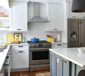 white with pops of color kitchen makeover, diy, kitchen backsplash, kitchen cabinets, kitchen design, paint colors, shelving ideas