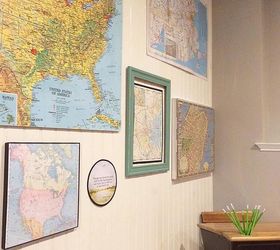 gallery map wall, repurposing upcycling, wall decor