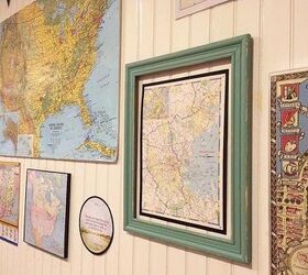 gallery map wall, repurposing upcycling, wall decor