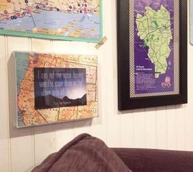 gallery map wall, repurposing upcycling, wall decor