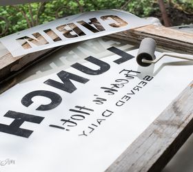 having lunch with an old window with an instant sign, crafts, kitchen design, repurposing upcycling, wall decor, windows