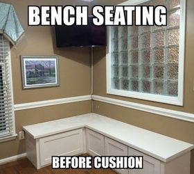 banquette bench seating before during and after, diy, kitchen design, reupholster, Bench Just Installed