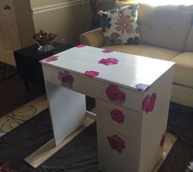 how to repurpose old desk and chair for a special girl, chalk paint, decoupage, painted furniture