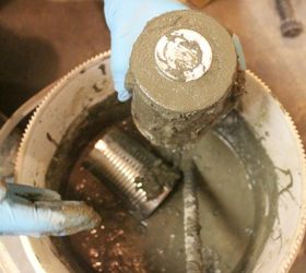 concrete vases from tin cans, concrete masonry, container gardening, diy, repurposing upcycling