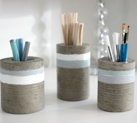 concrete vases from tin cans, concrete masonry, container gardening, diy, repurposing upcycling