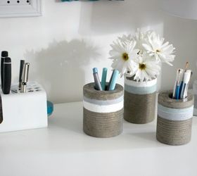 concrete vases from tin cans, concrete masonry, container gardening, diy, repurposing upcycling