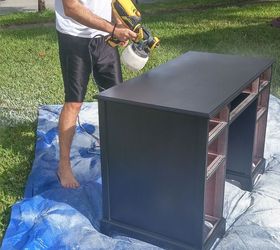 decoupage antique desk makeover, decoupage, painted furniture, repurposing upcycling