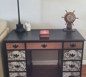 decoupage antique desk makeover, decoupage, painted furniture, repurposing upcycling
