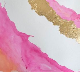 diy watercolor and gold leaf art, crafts, how to, wall decor