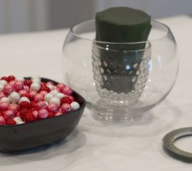 diy bubblegum bowl valentine centerpiece, flowers, seasonal holiday decor, valentines day ideas